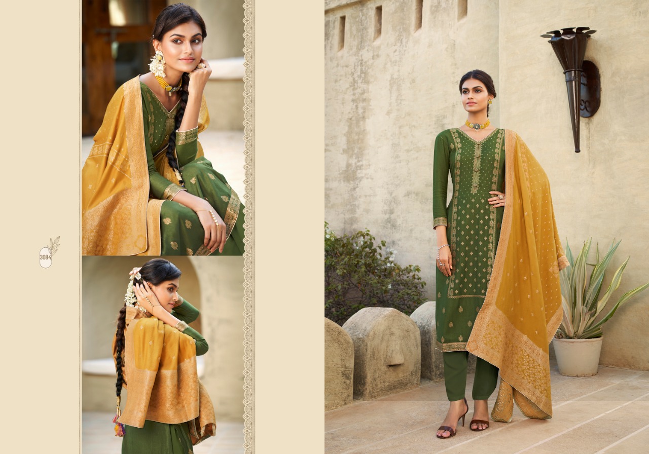meera trendz charmy saffron pure pashmina elegant look salwar suit catalog