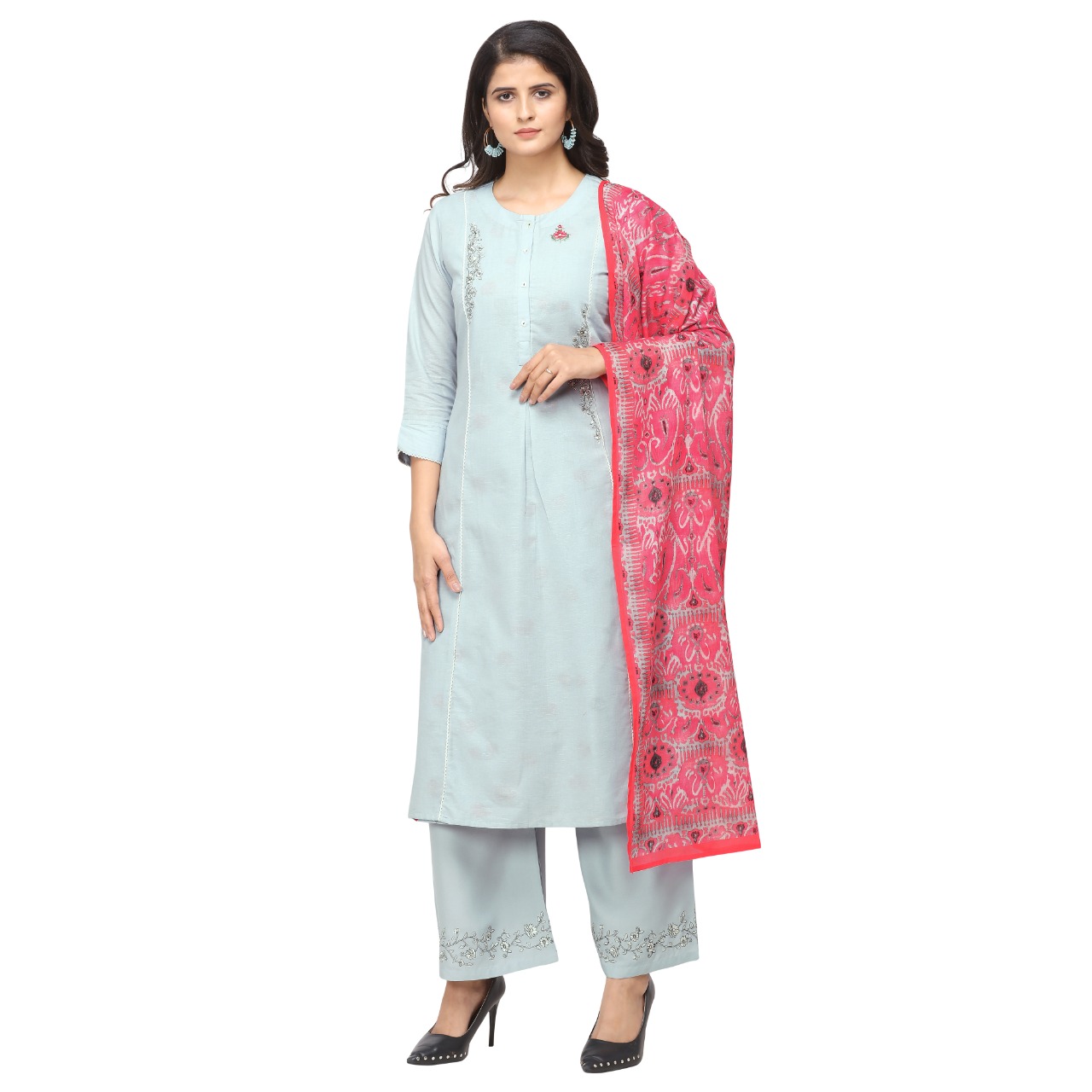 omtex jansi saanjh with stole astonishish look kurti plazzo with dupatta catalog