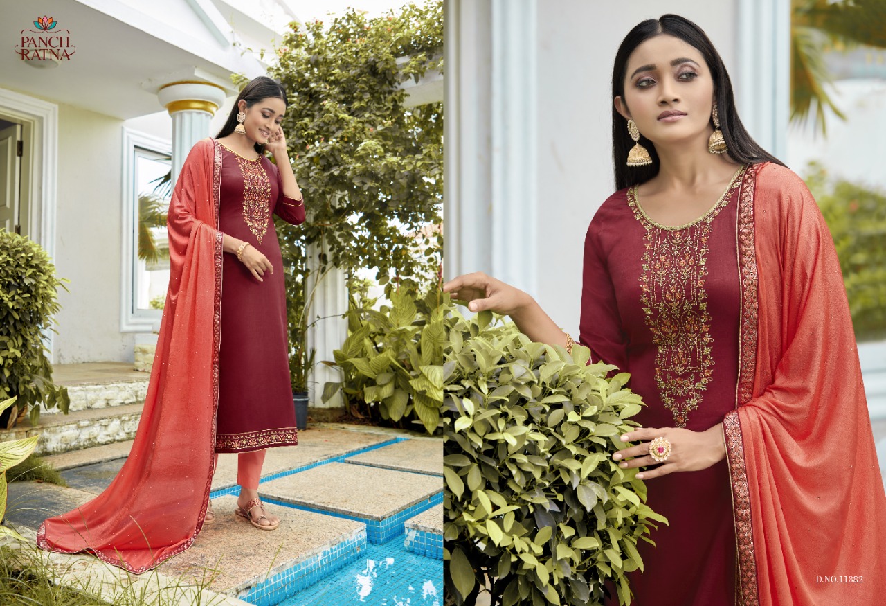 panch ratna glamour jam silk regal look salwar suit catalog