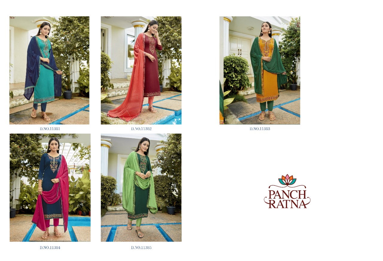 panch ratna glamour jam silk regal look salwar suit catalog