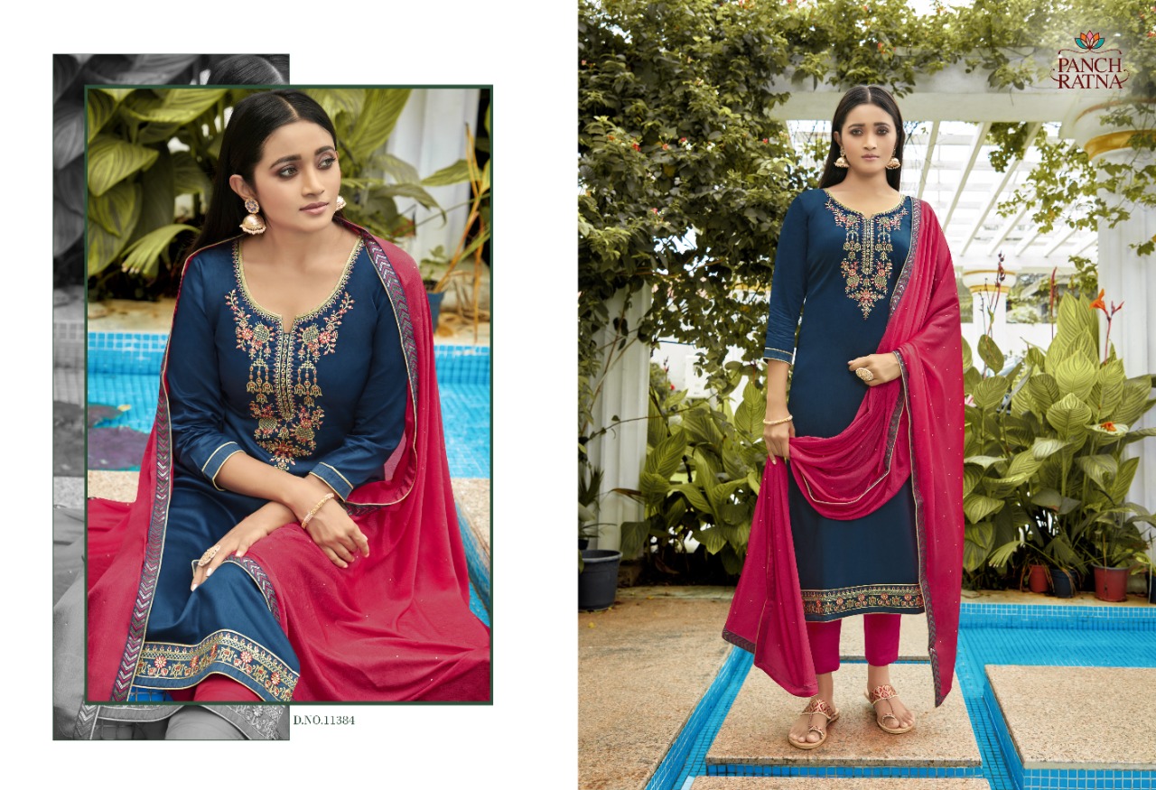 panch ratna glamour jam silk regal look salwar suit catalog