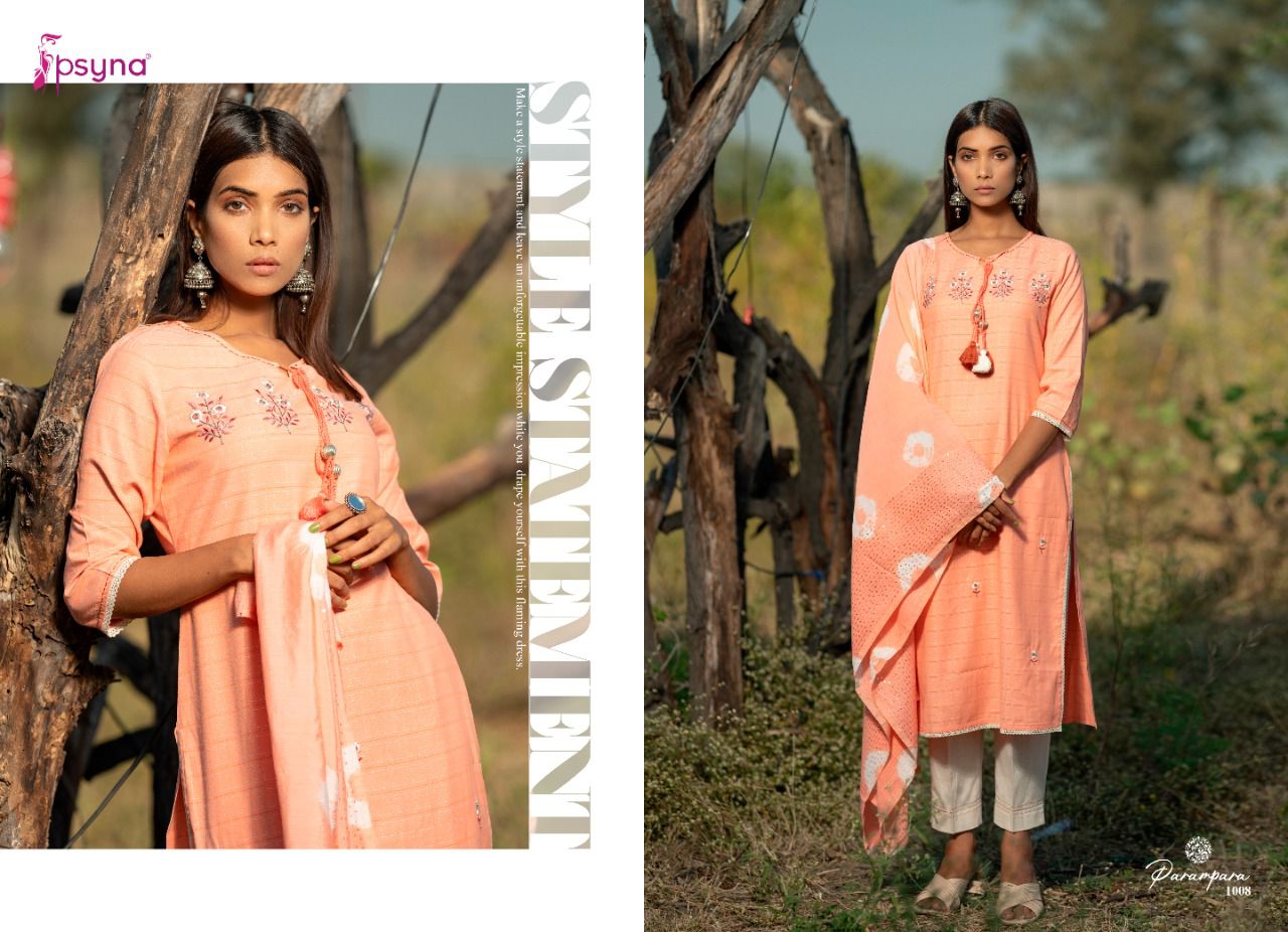 psyna parampara viscose attractive top with bottom and dupatta catalog