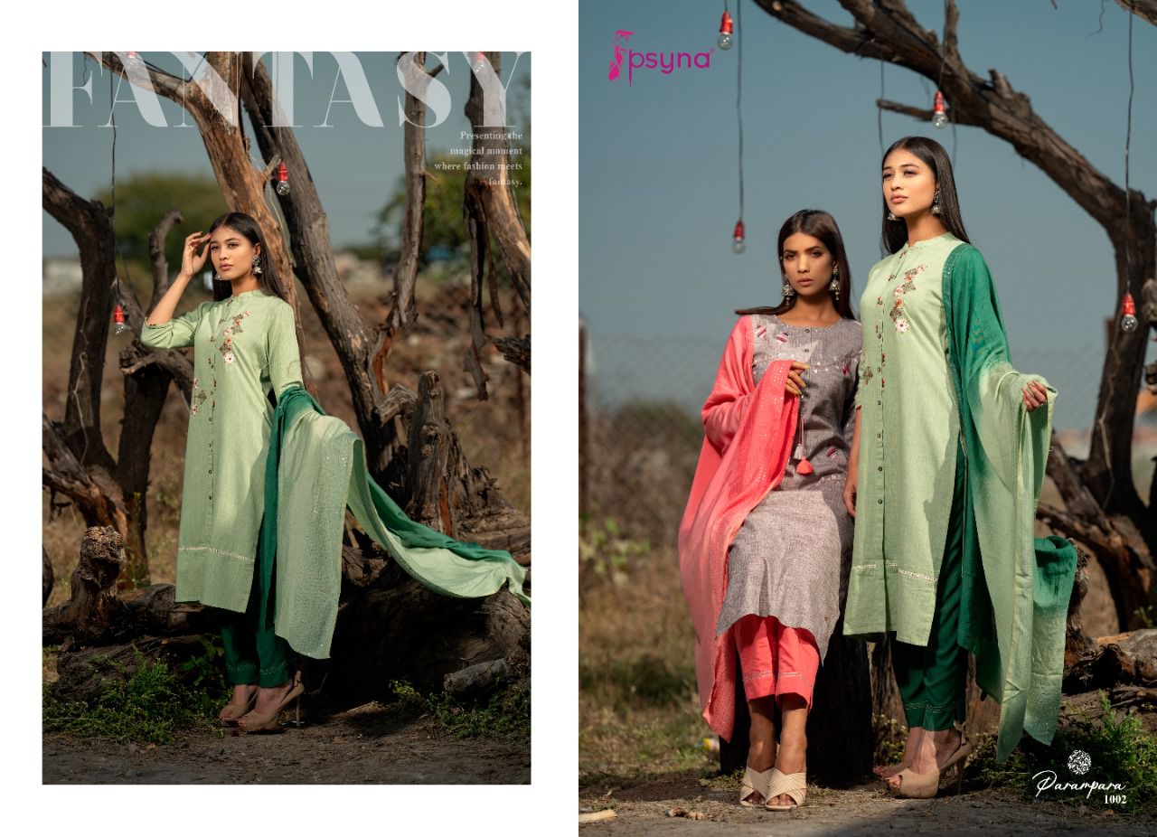 psyna parampara viscose attractive top with bottom and dupatta catalog