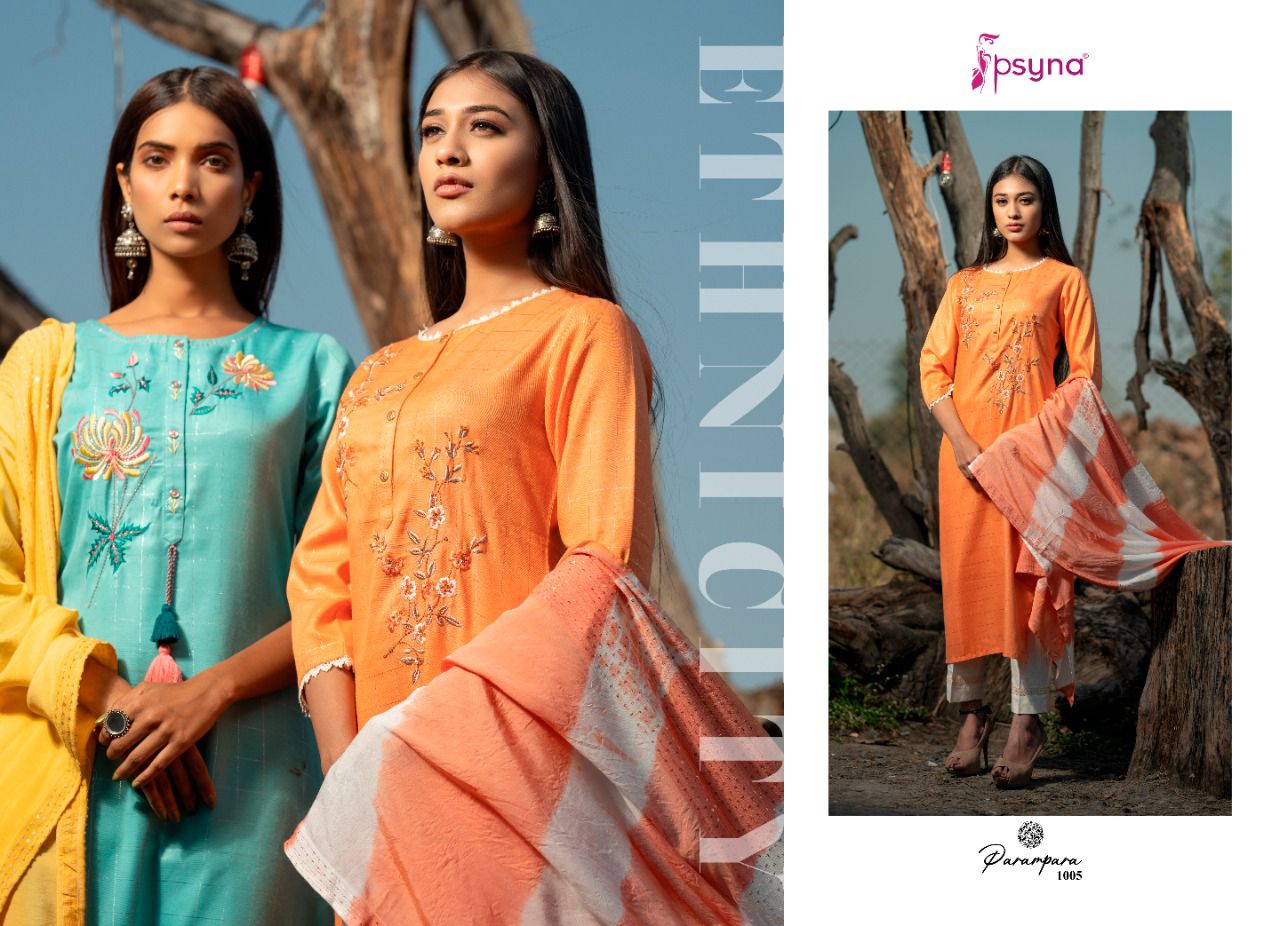 psyna parampara viscose attractive top with bottom and dupatta catalog