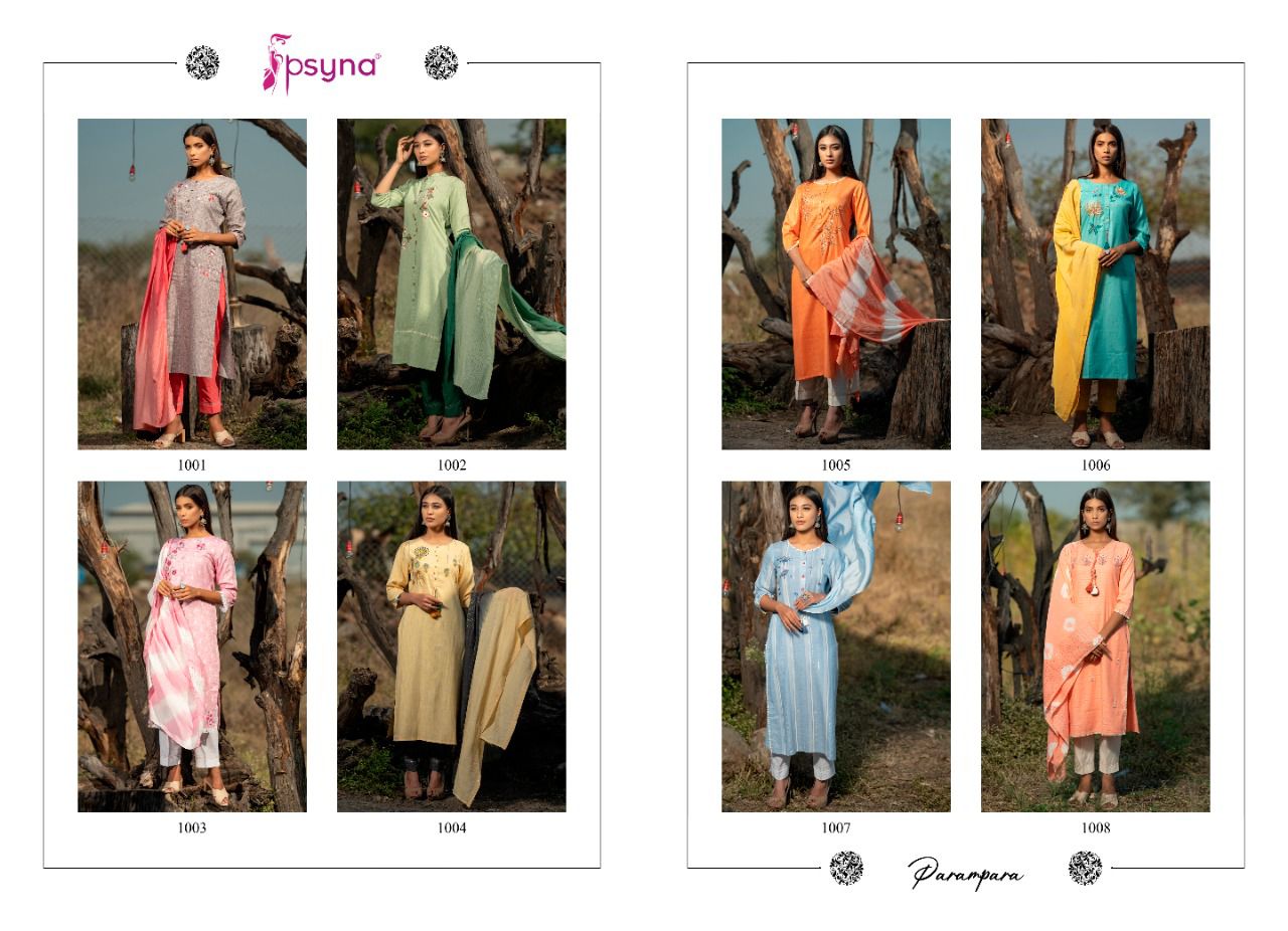 psyna parampara viscose attractive top with bottom and dupatta catalog