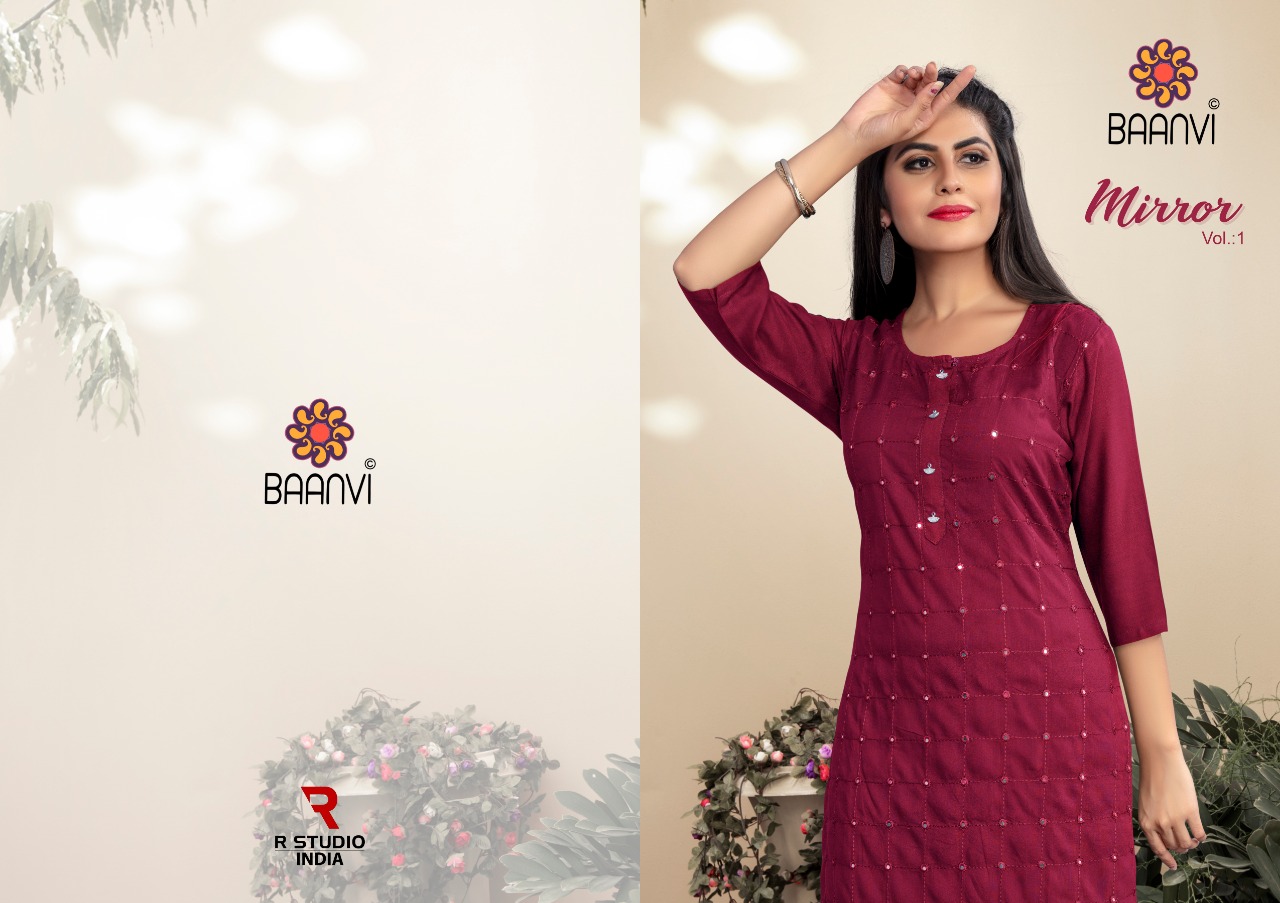 r studio mirror vol 1 rayon authentic fabric kurti  catalog