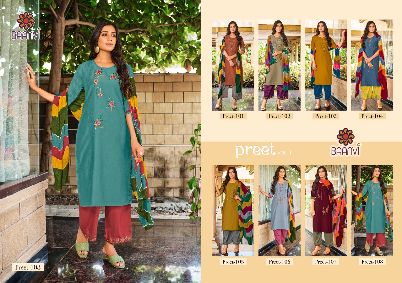 r studio preet vol 1 chinon silk innovative look top pant with dupatta catalog