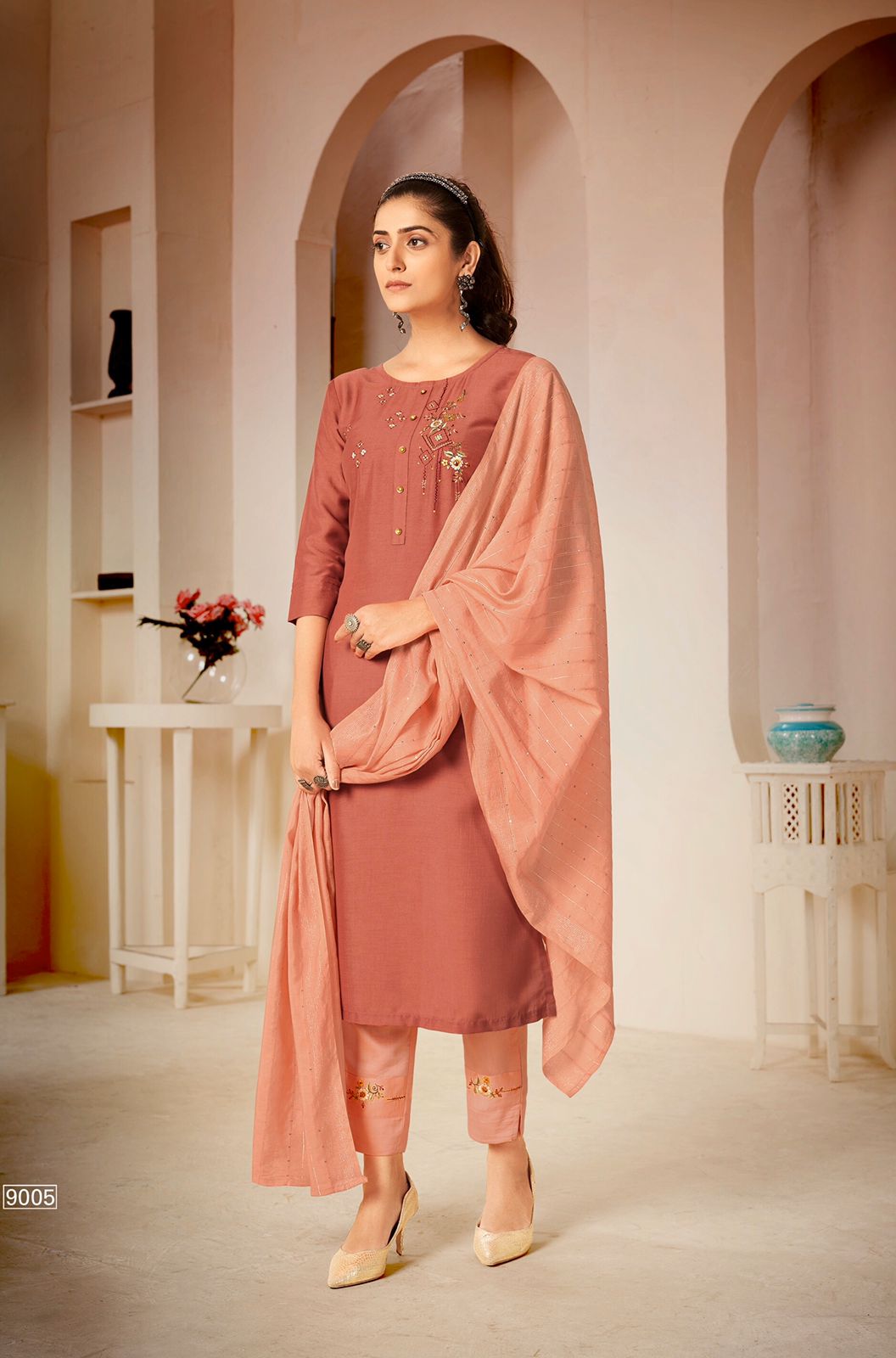 rijiya trends mascara chinon festive look top bottom with dupatta catalog