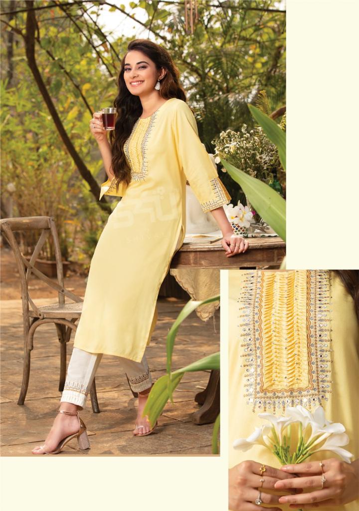 s4u indi chic vol 2 rayon graceful look kurti with pant catalog