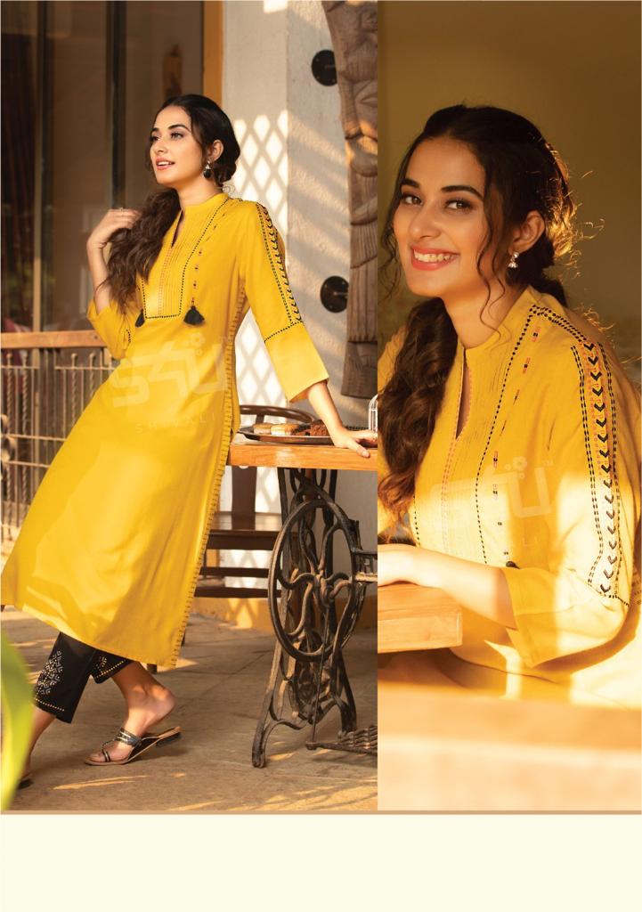 s4u indi chic vol 2 rayon graceful look kurti with pant catalog