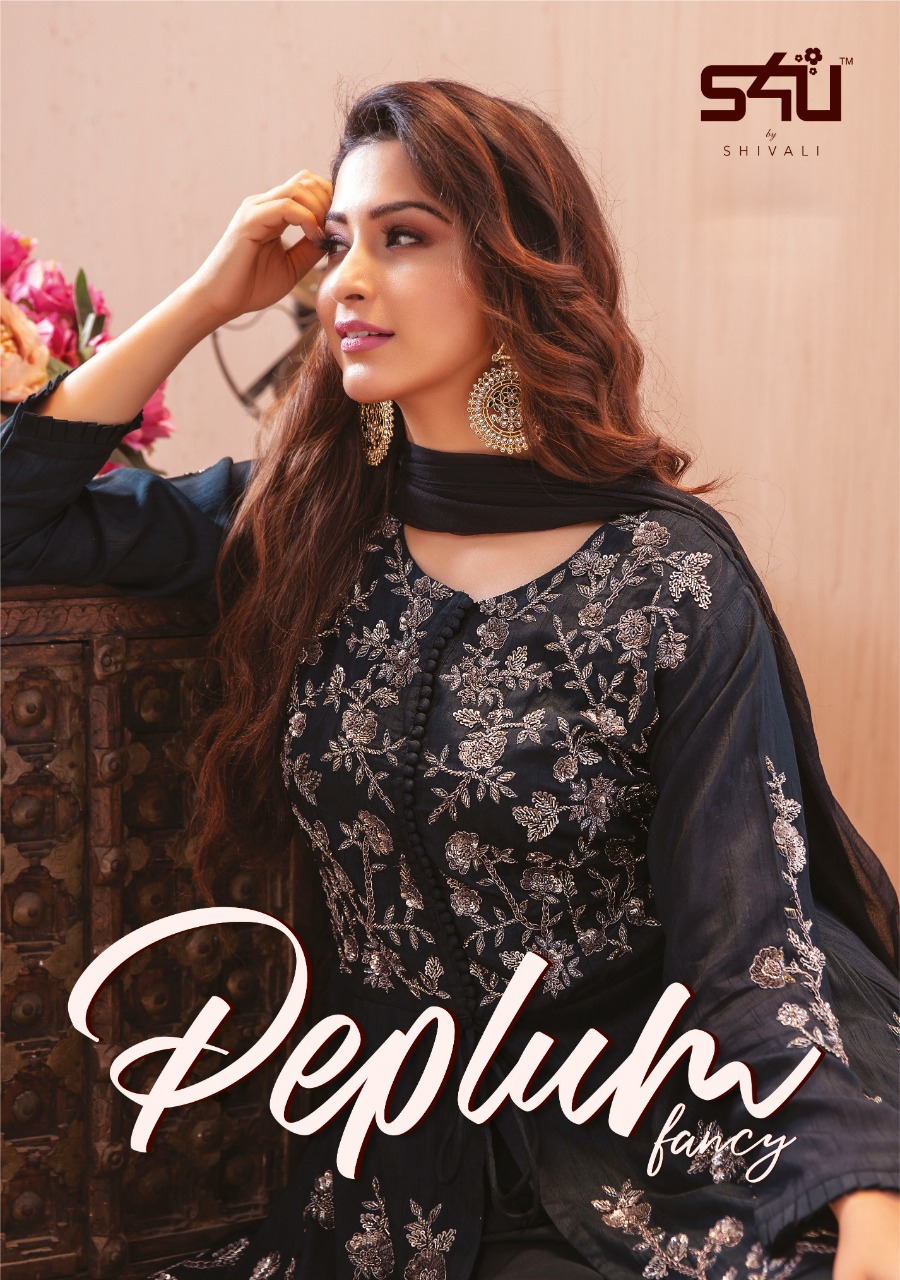 s4u peplum fancy georgette innovative style  skirt style kurti catalog