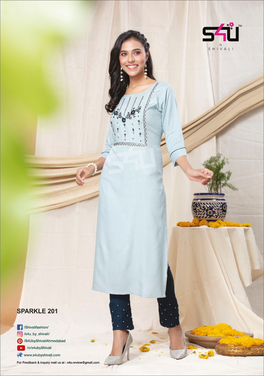 s4u sparkle 02 lurex  classic trendy look kurti catalog