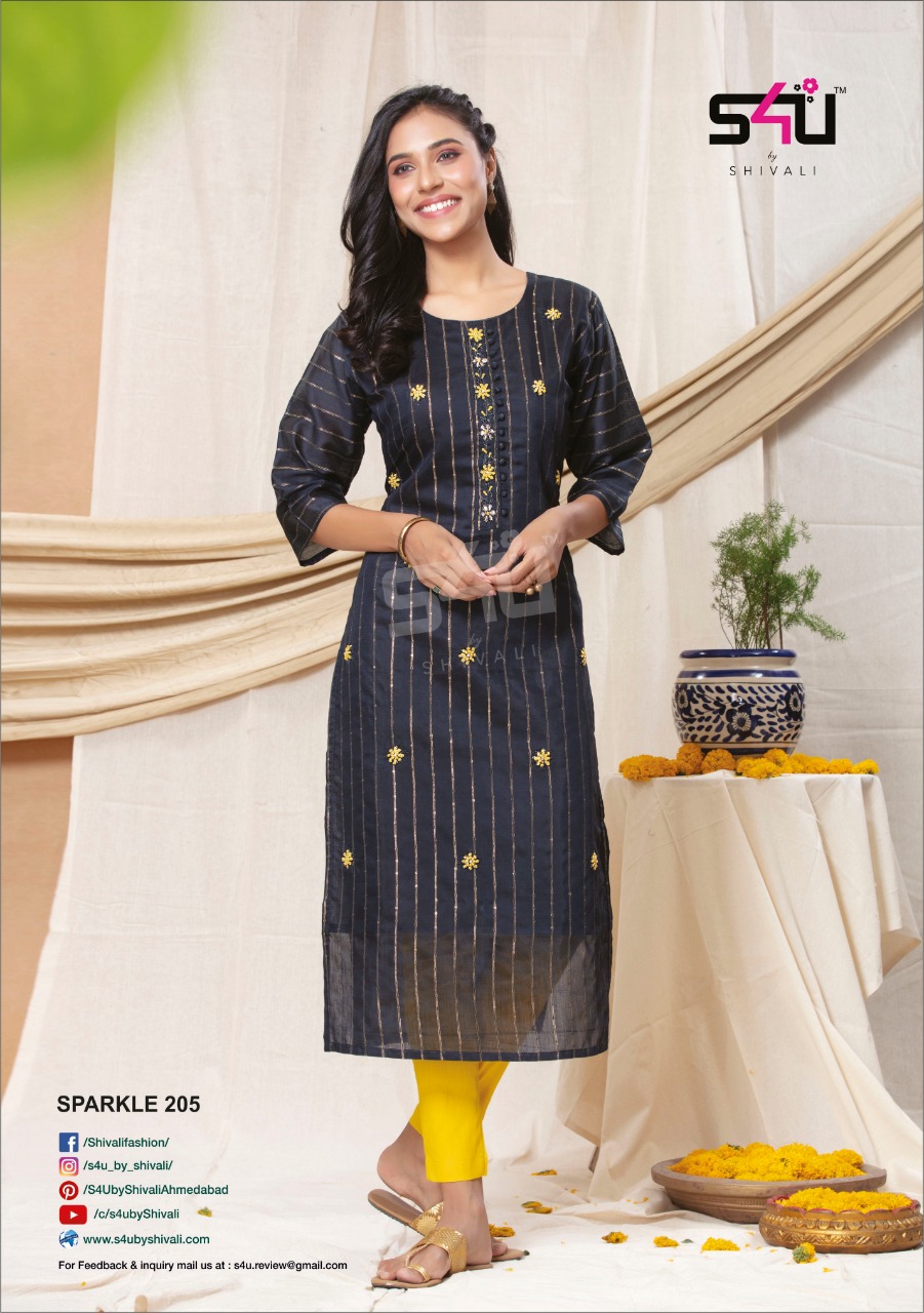 s4u sparkle 02 lurex  classic trendy look kurti catalog