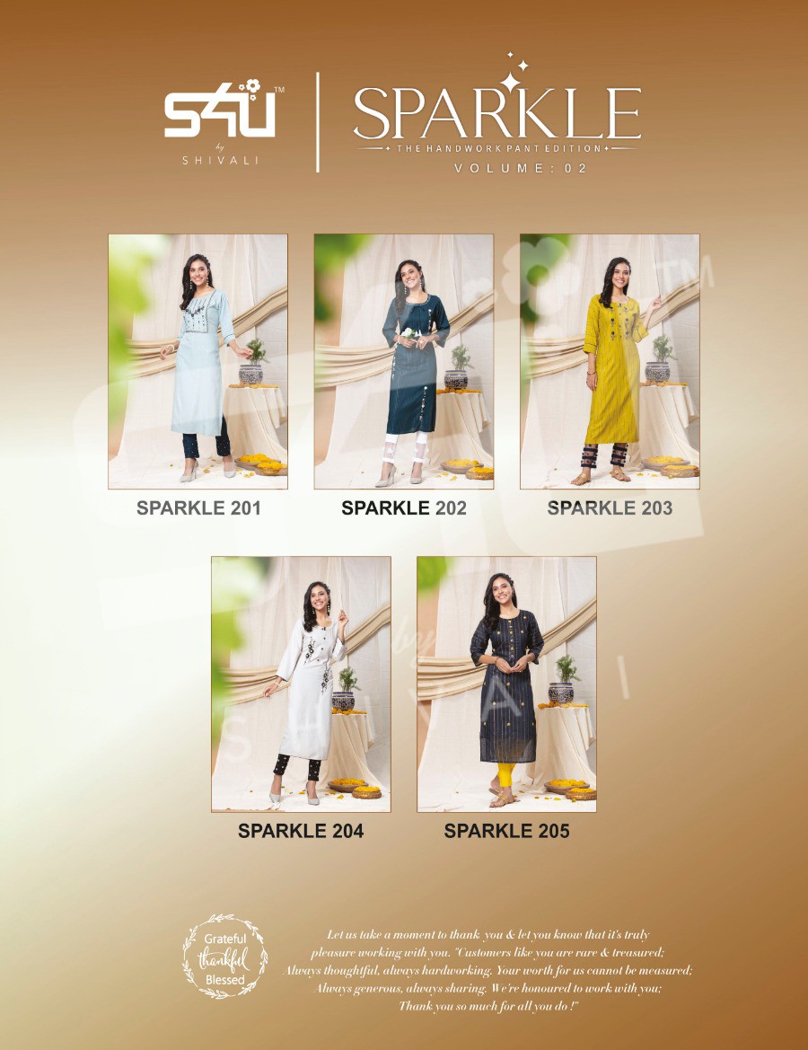 s4u sparkle 02 lurex  classic trendy look kurti catalog