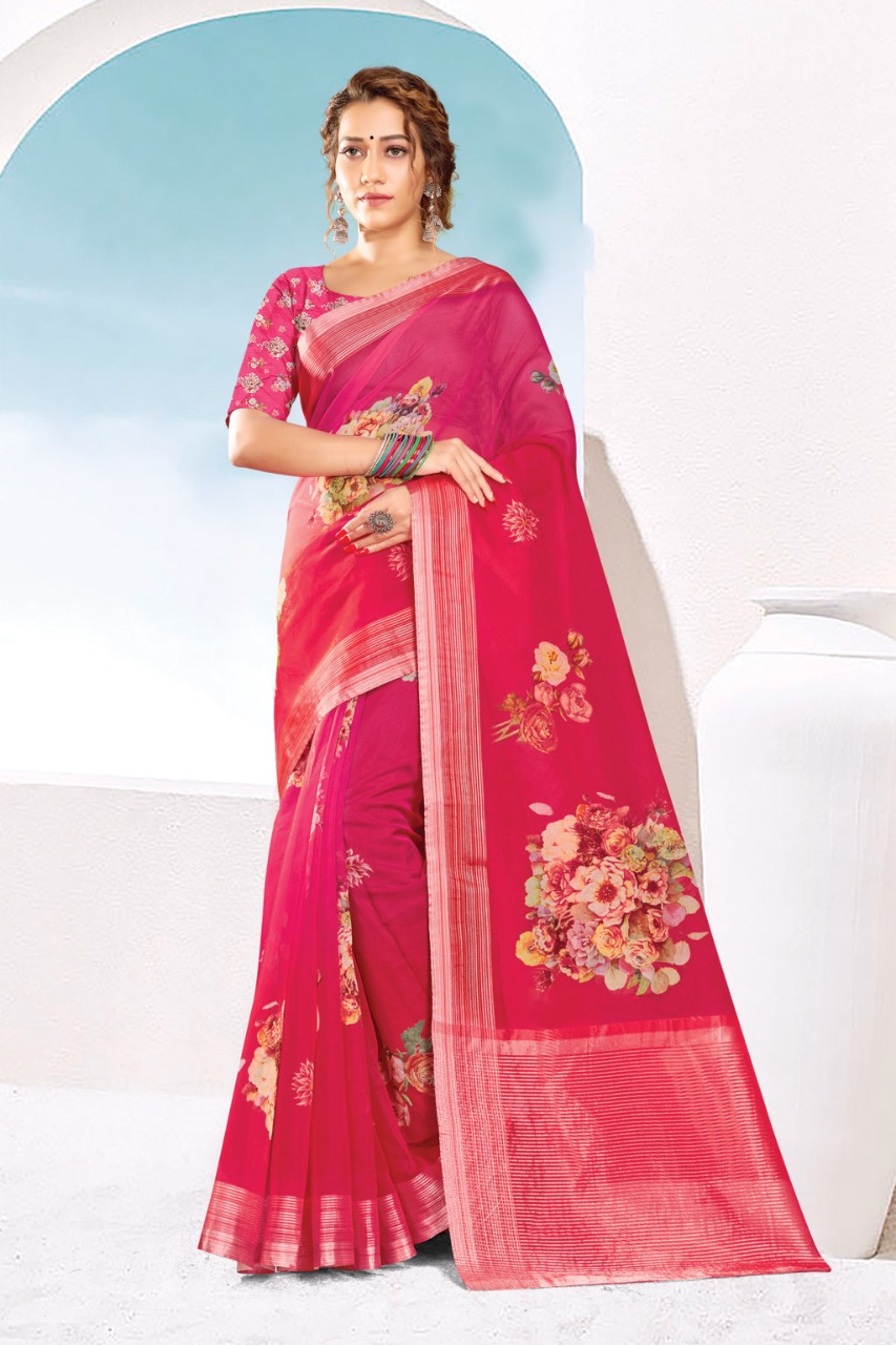 sangam prints aaina organza gorgeous look saree catalog