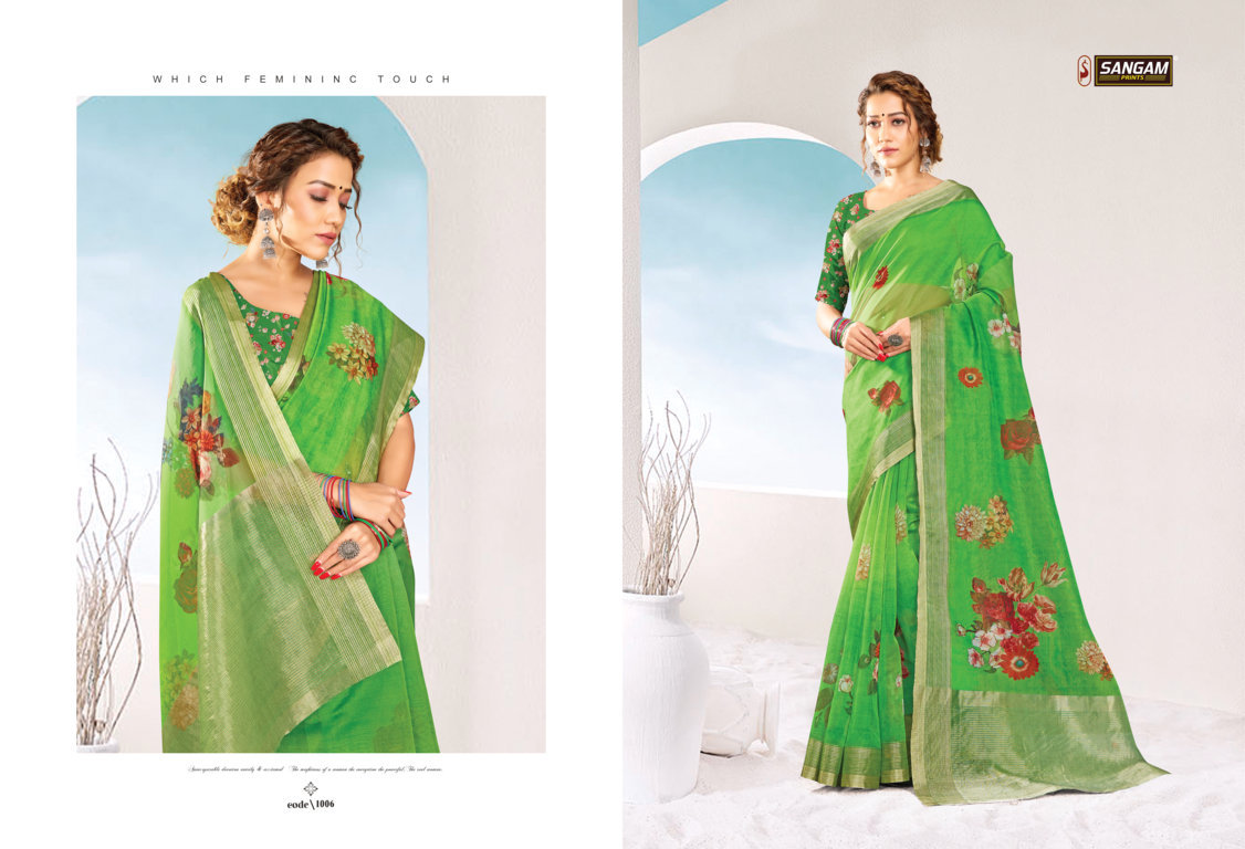 sangam prints aaina organza gorgeous look saree catalog