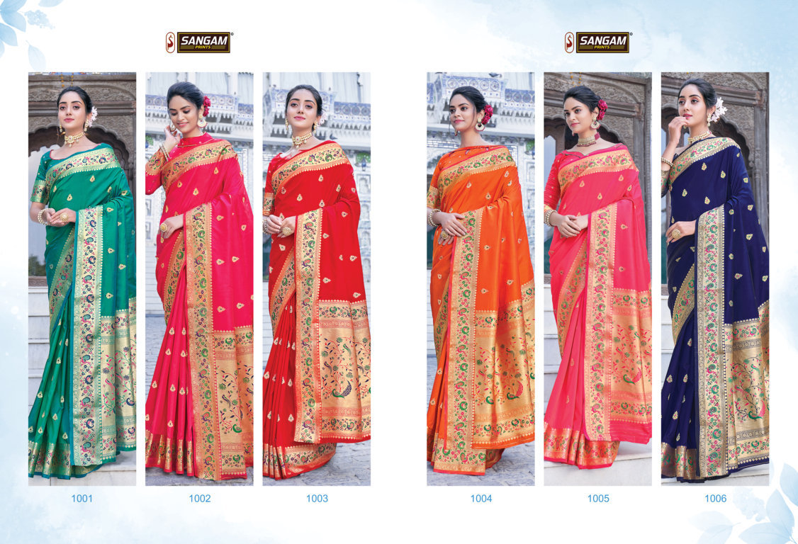 sangam prints adishree silk silk festive look saree catalog