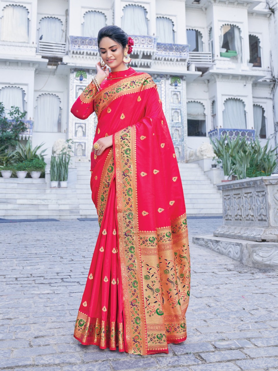 sangam prints adishree silk silk festive look saree catalog