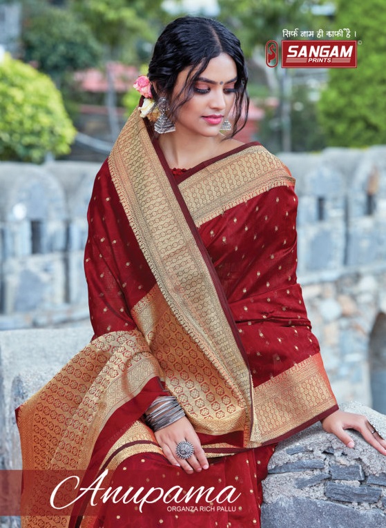 sangam prints anupama organza  decent look saree catalog