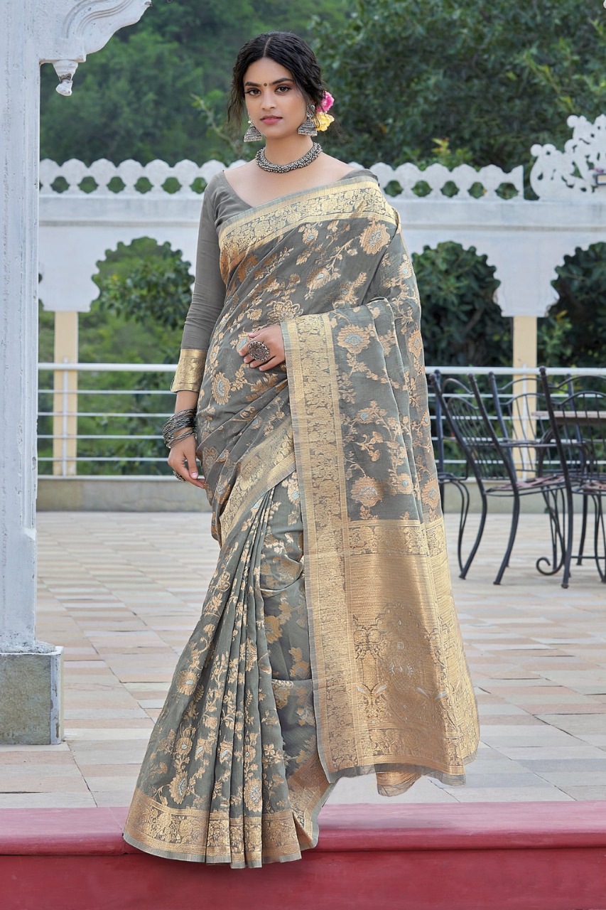 sangam prints avyukta linen attrective print saree catalog