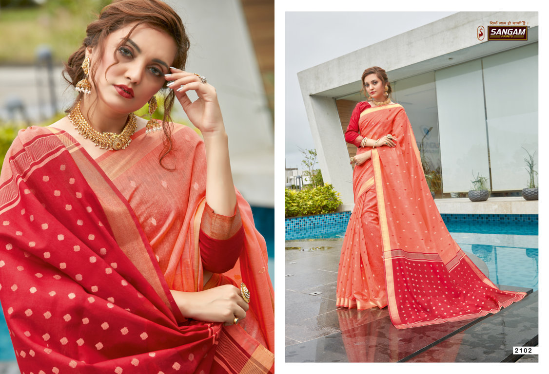 sangam prints classic cotton cotton graceful look saree catalog