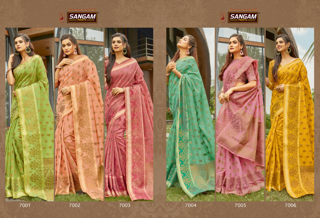 sangam prints desi hadloom cotton decent look saree catalog