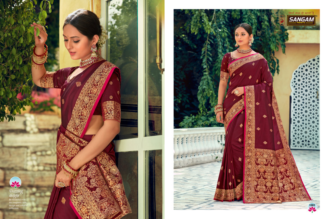 sangam prints devanshi silk festive look saree catalog