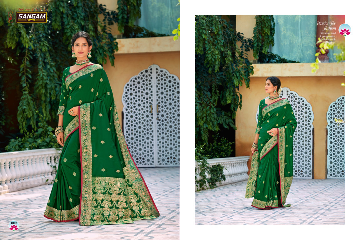 sangam prints devanshi silk festive look saree catalog