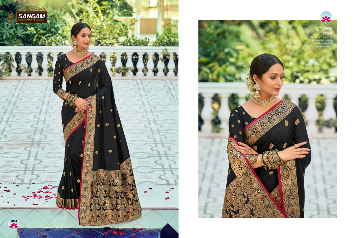 sangam prints devanshi silk festive look saree catalog