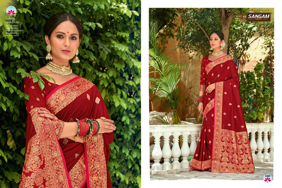 sangam prints devanshi silk festive look saree catalog