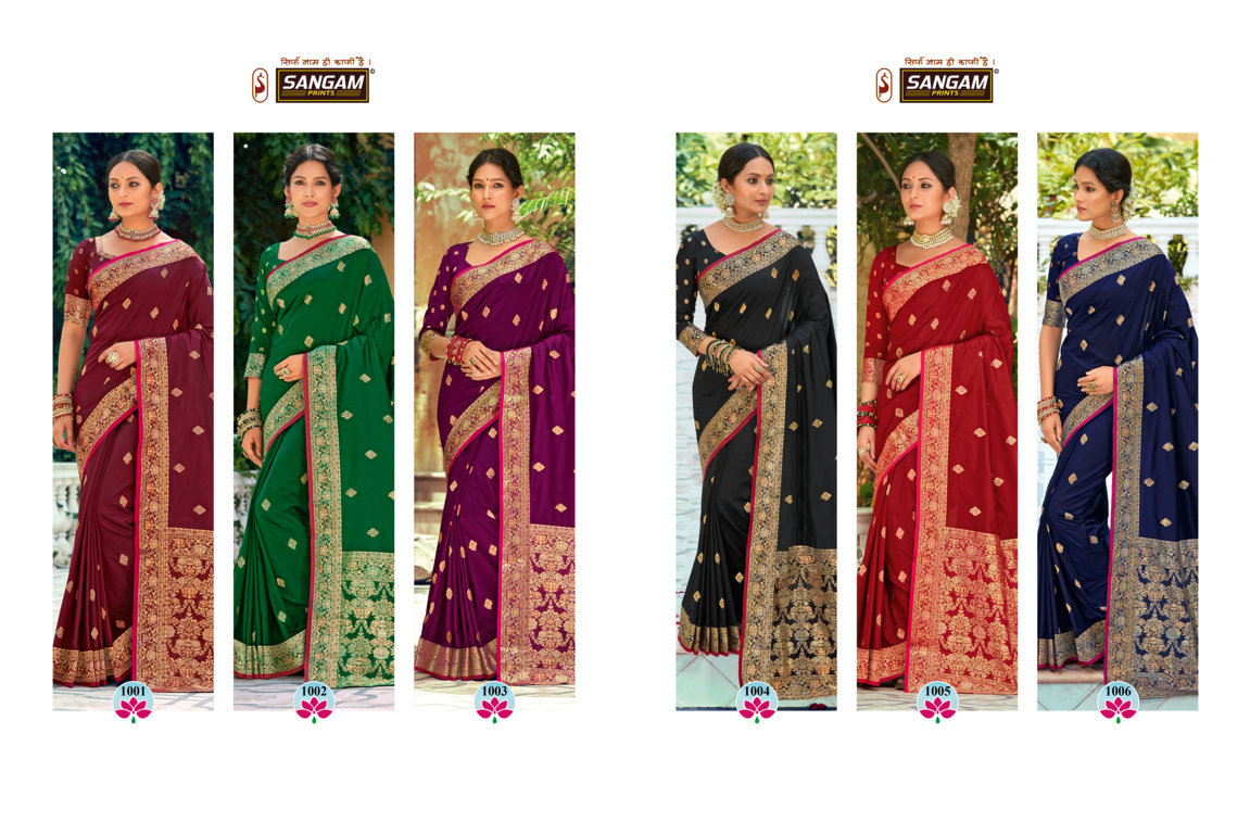 sangam prints devanshi silk festive look saree catalog