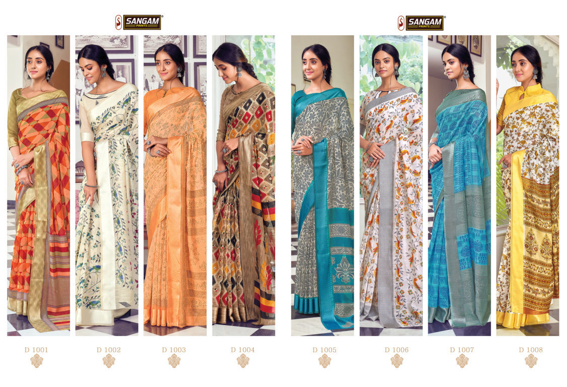 sangam prints divyanka cotton exclusive print saree catalog