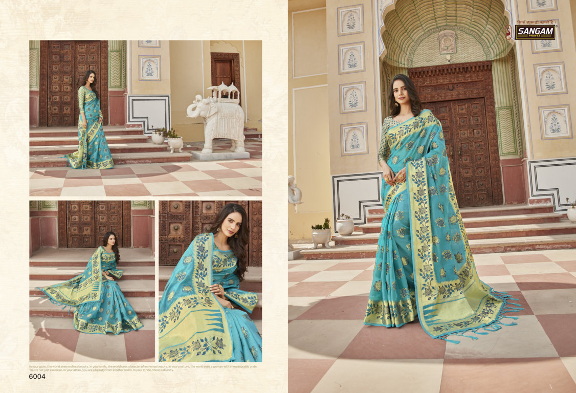 sangam prints lotus Organza gorgeous look saree catalog