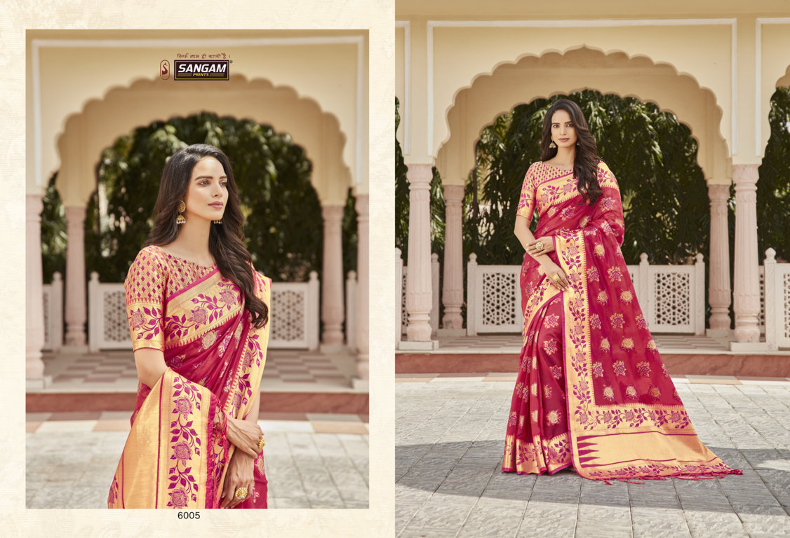 sangam prints lotus Organza gorgeous look saree catalog