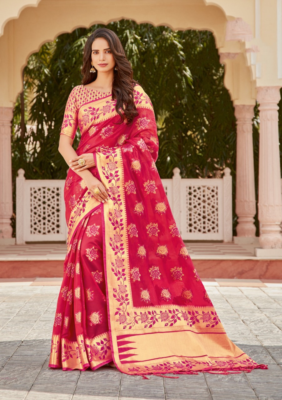 sangam prints lotus Organza gorgeous look saree catalog