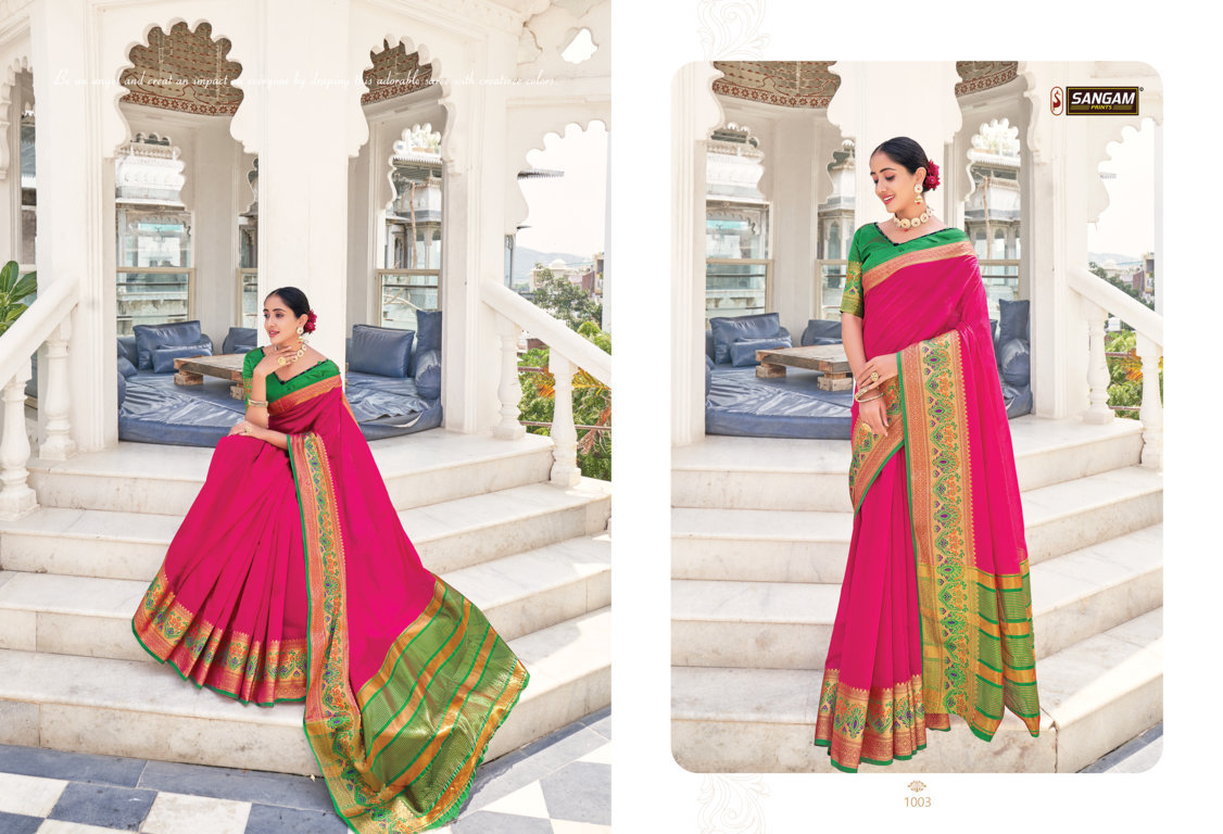 sangam prints matka handloom khadi silk festive look saree catalog