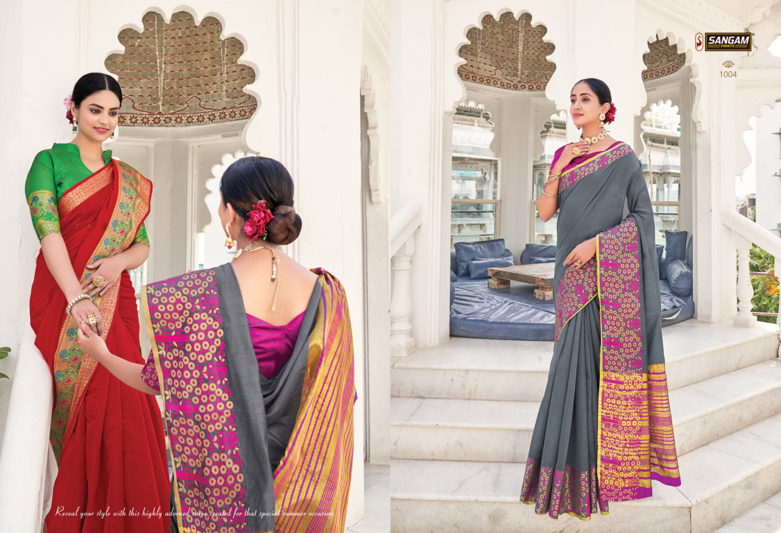 sangam prints matka handloom khadi silk festive look saree catalog