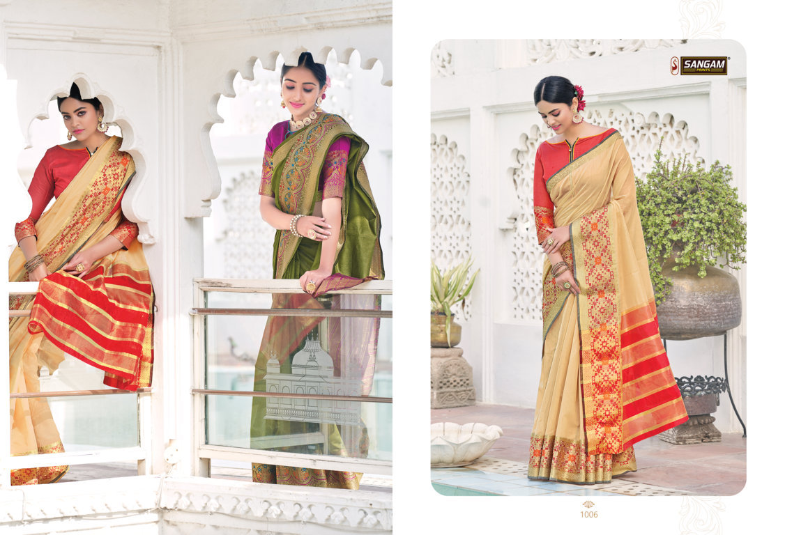 sangam prints matka handloom khadi silk festive look saree catalog