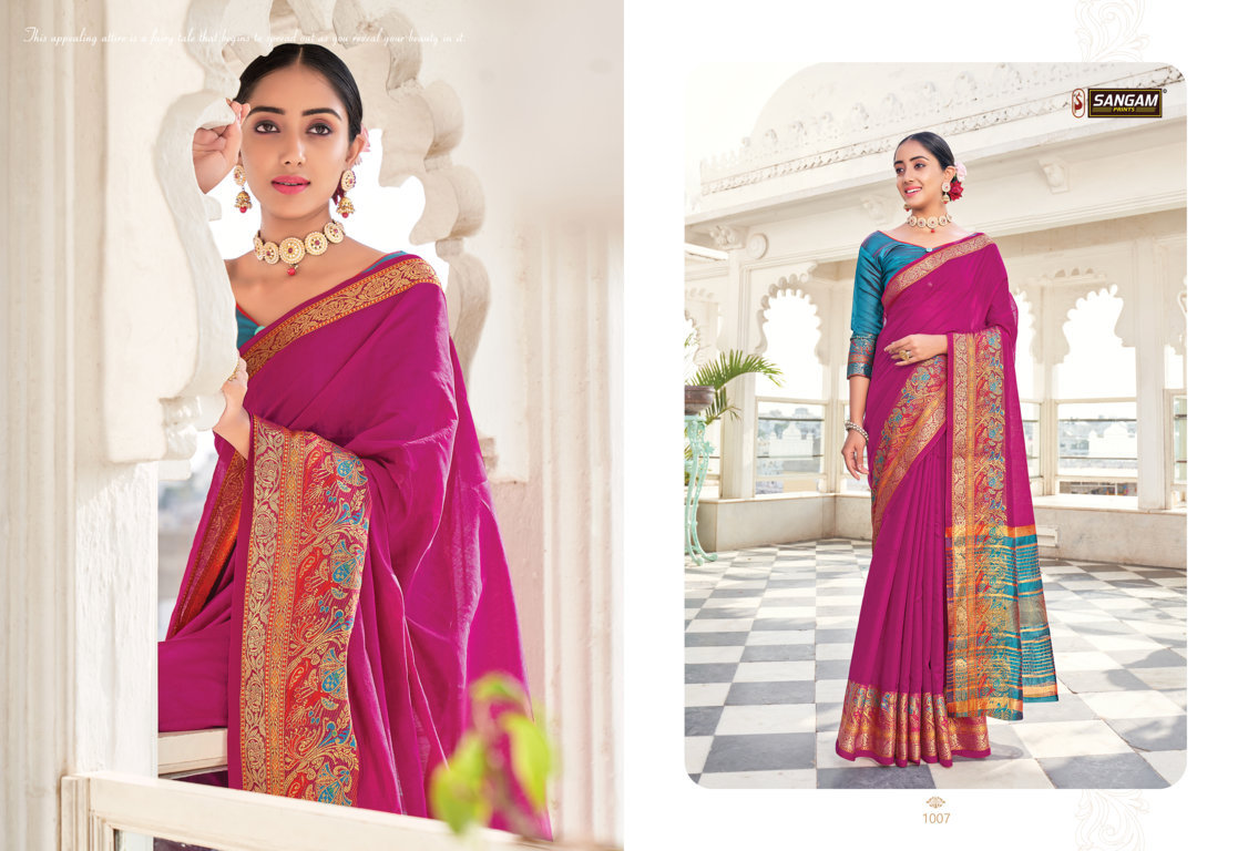 sangam prints matka handloom khadi silk festive look saree catalog