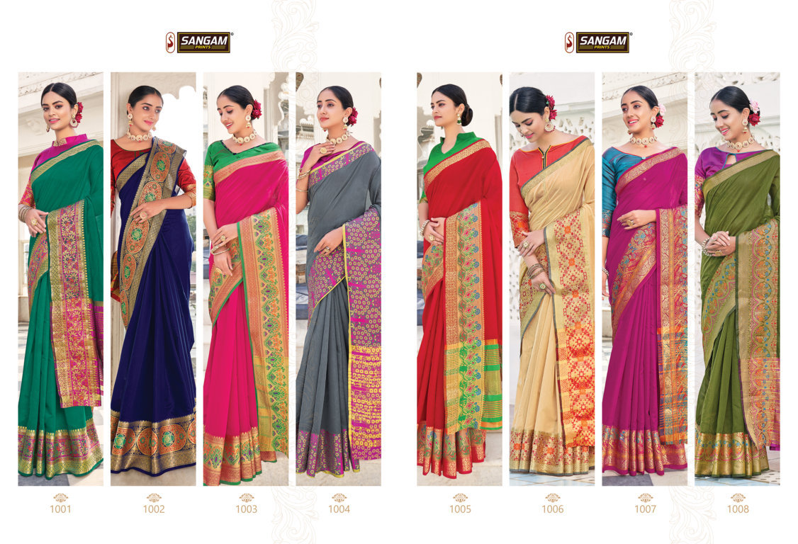 sangam prints matka handloom khadi silk festive look saree catalog