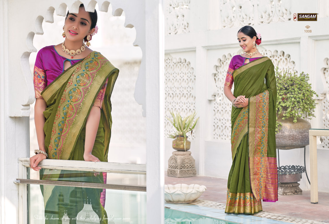 sangam prints matka handloom khadi silk festive look saree catalog