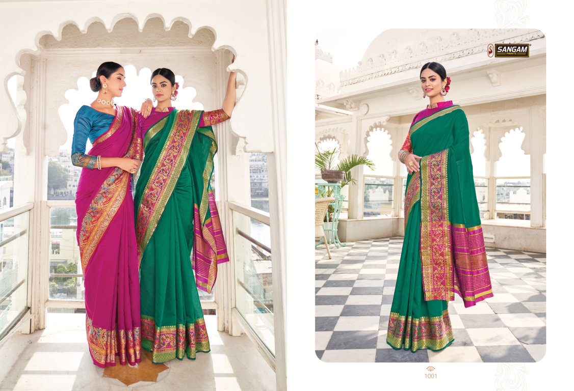 sangam prints matka handloom khadi silk festive look saree catalog