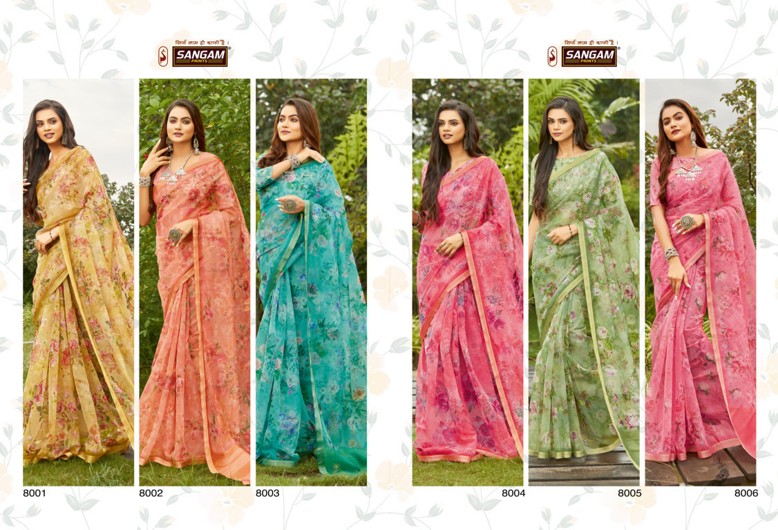 sangam prints nupur Organza gorgeous look saree catalog