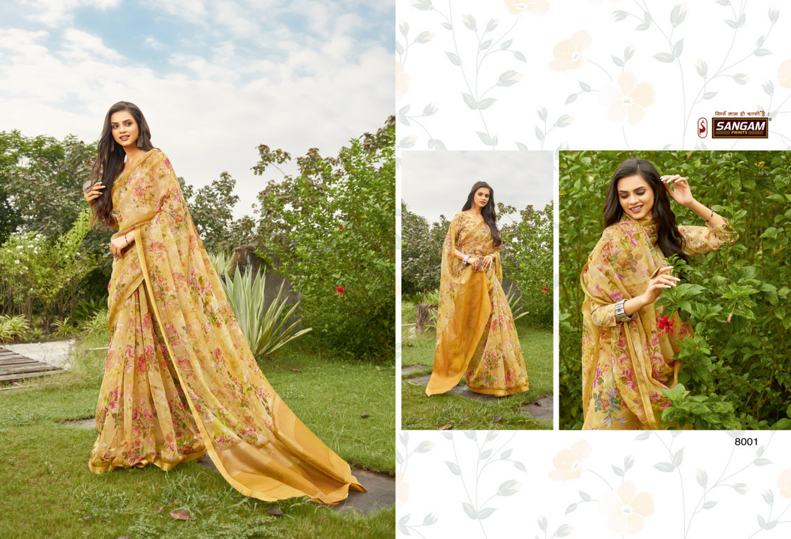 sangam prints nupur Organza gorgeous look saree catalog