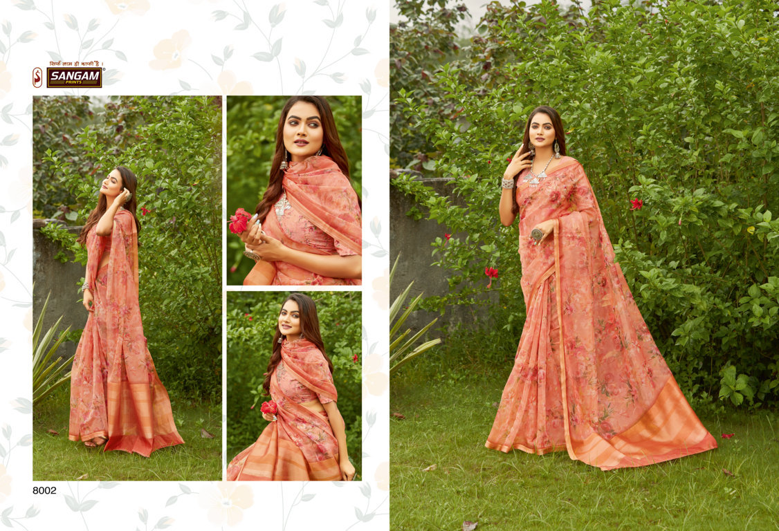 sangam prints nupur Organza gorgeous look saree catalog