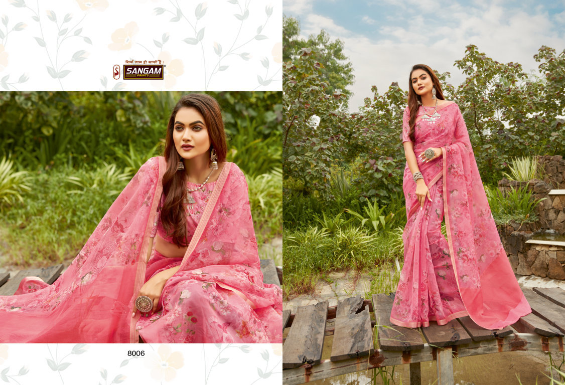 sangam prints nupur Organza gorgeous look saree catalog