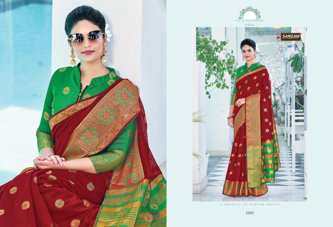 sangam prints radha rani cotton festive look saree catalog