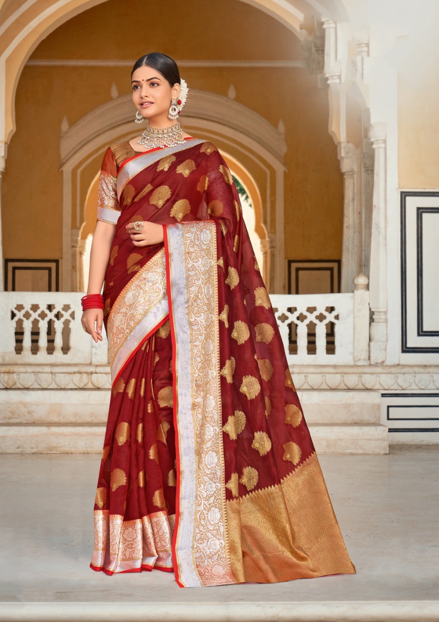 sangam prints roohi organza festive look saree catalog