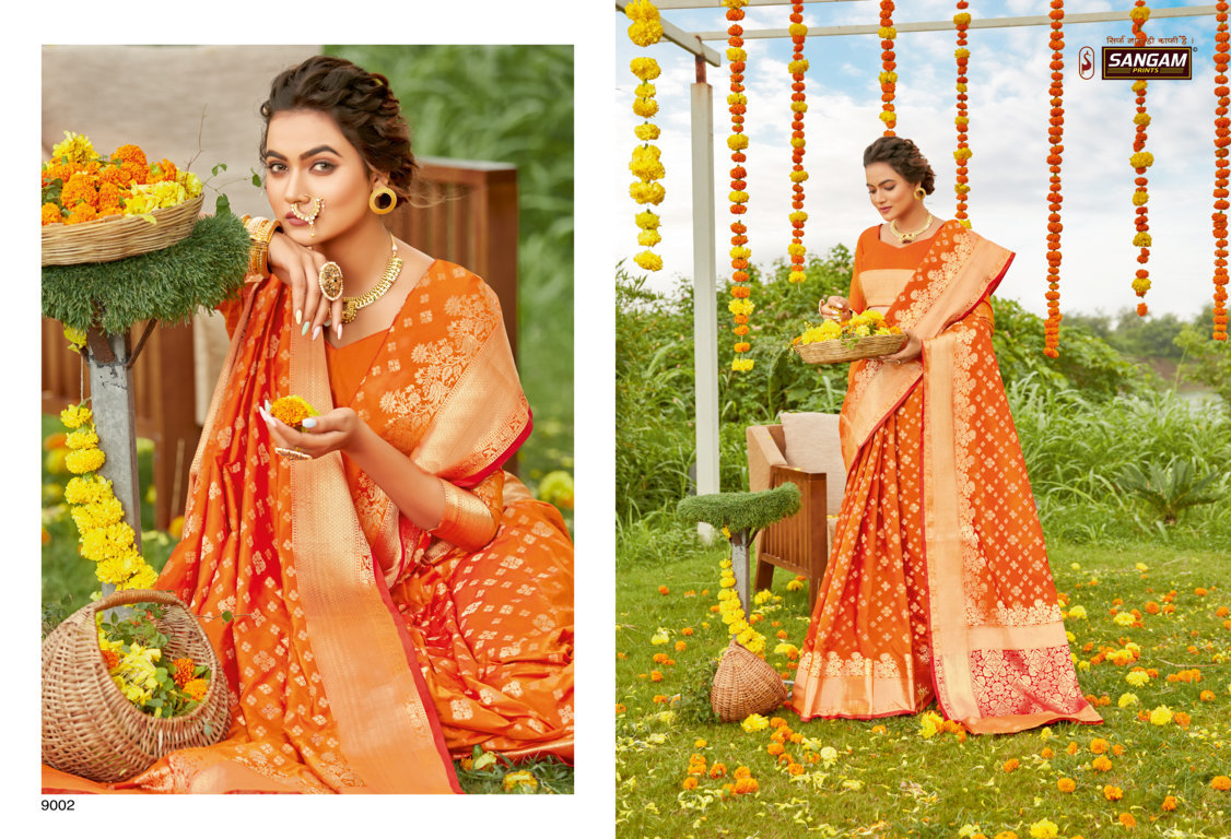 sangam prints shivoham silk silk graceful look saree catalog