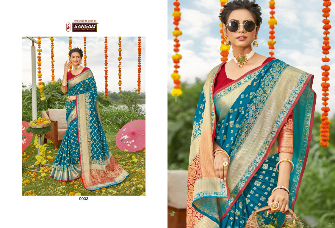 sangam prints shivoham silk silk graceful look saree catalog